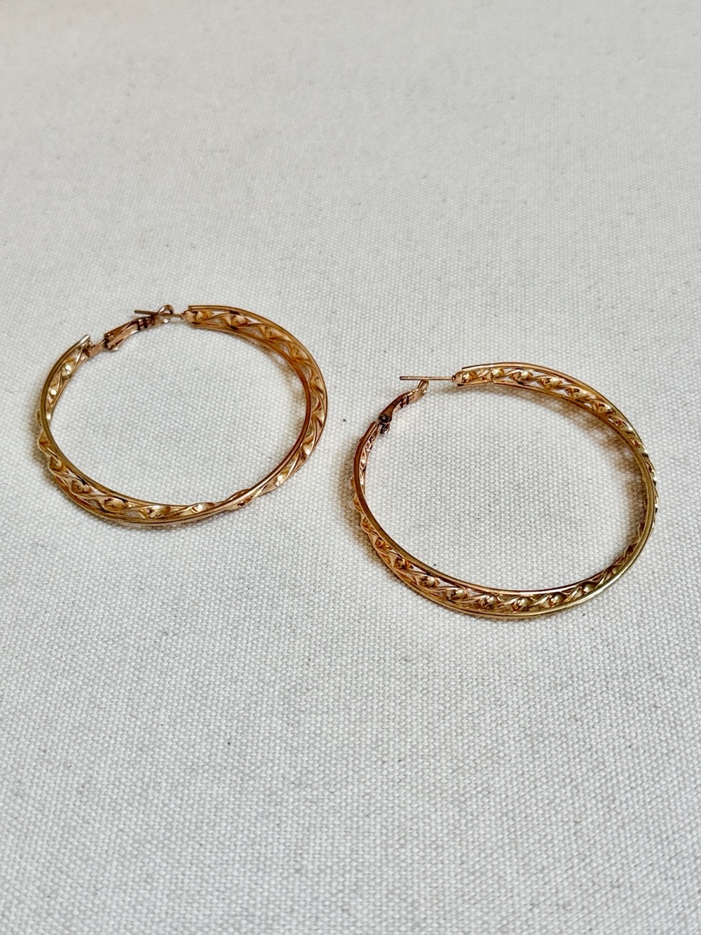 Vintage Gold-Tone Twisted Hoop Earrings - Women Jewelry